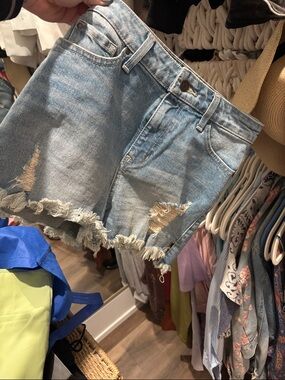 Guess Light Blue Distressed Denim Jean Shorts